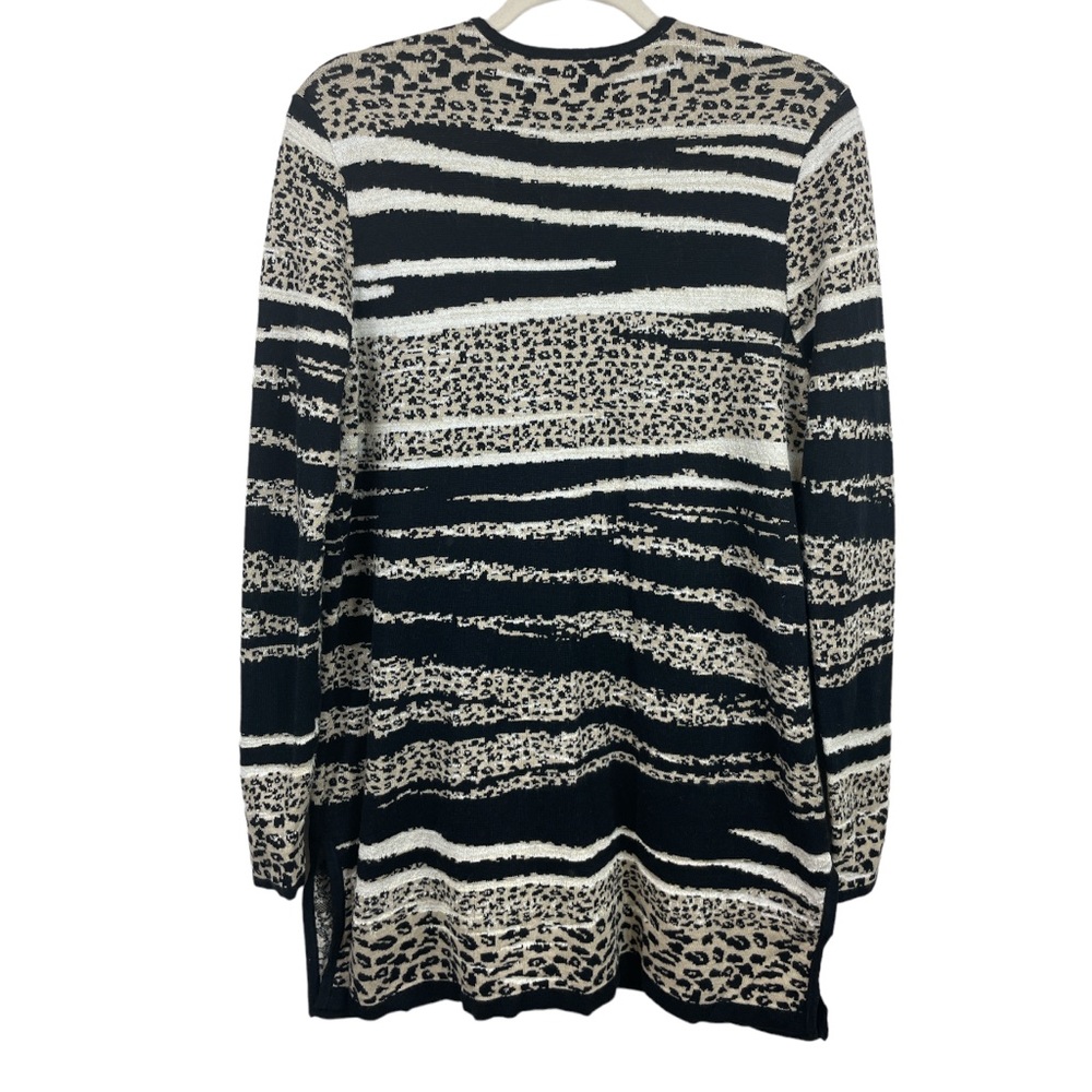 Laura Ashley Cheetah/ Zebra Print Cardigan Sweater Size Petite Large - Picture 6 of 12